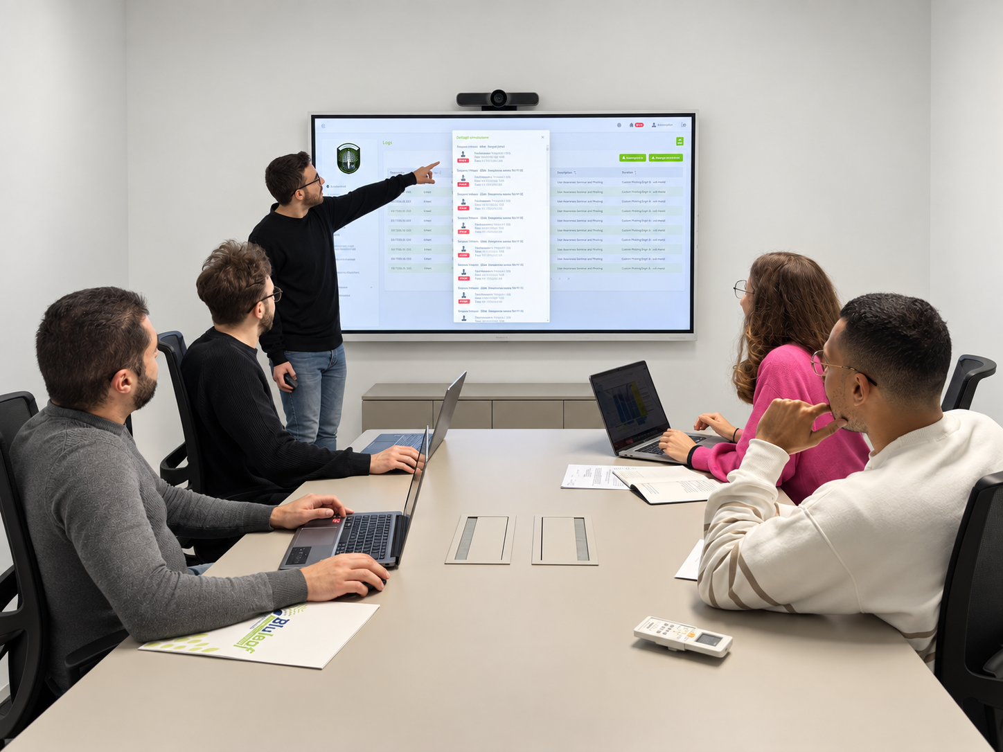Il team BLULEAF durante una riunione tecnica in ufficio